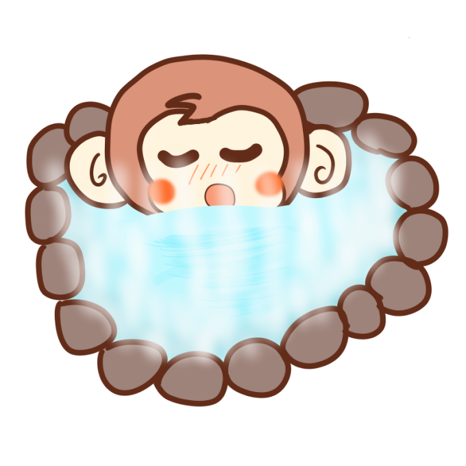 露天風呂を満喫するサル
